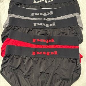 Set of 5 Papi Men's Briefs - Black, Gray, Red